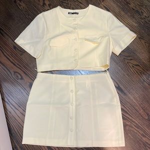 Zara Yellow Set - Shirt and Skirt - Size L